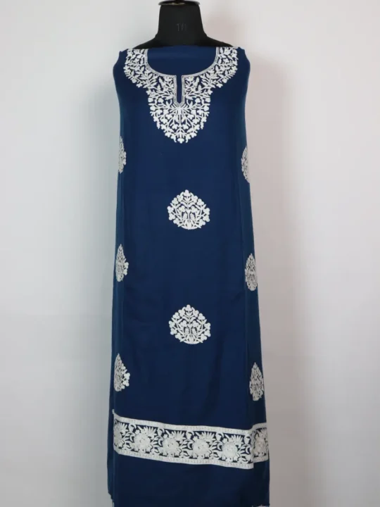 2pc Royal Blue Suit Cashmilon Wool with Booti and Border Aari Embroidery