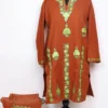 Black Long Hadi Kurti Set in Cashmilon Wool with Booti Aari Embroidery