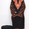Black Kashmiri Kurti Set in Cashmilon Wool with Aari Work