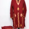 Long Inaya Maroon Kurti Set in Cashmilon Wool with Booti Aari Embroidery