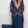 Emaan Kurti Set in Blue Cashmilon Wool with Sleeve Aari Embroidery