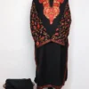 Black Gulrukh Kurti Set in Cashmilon Wool with Sleeve Aari Embroidery