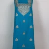 Blue 2pc Suit with Zari Booti Work in Cashmilon Wool