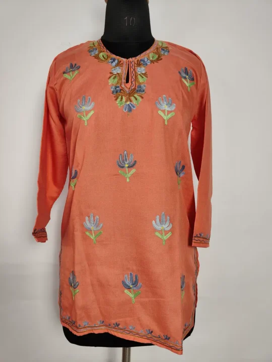 Rekhta Kashmiri Short Summer Cotton Kurti with Aari Embroidery