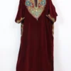 Kashmiri Wine Velvet Dabka Work Qoraab Pheran