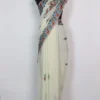 Maahir Georgette Ball Design White Saree with Elegant Aari Embroidery