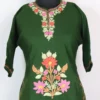 Nazakat Kids Green Cashmilon Wool Kurta Aari Work