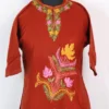 Baby Girl Green Cashmilon Wool Hafiz Kurta with Aari Work (3-4years)