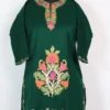 Baby Girl Dark Green Cashmilon Wool Hafiz Dress with Aari Work (7-8years)