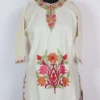 Baby Girl White Cashmilon Wool Kurta with Aari Work (7-8years)