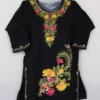 Black Cashmilon Baby Girls Winter Wear Kurta with Aari Work (2-3years)