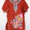 Rust Cashmilon Wool Girls Khubsurat Dress with Aari Work (2-3years)