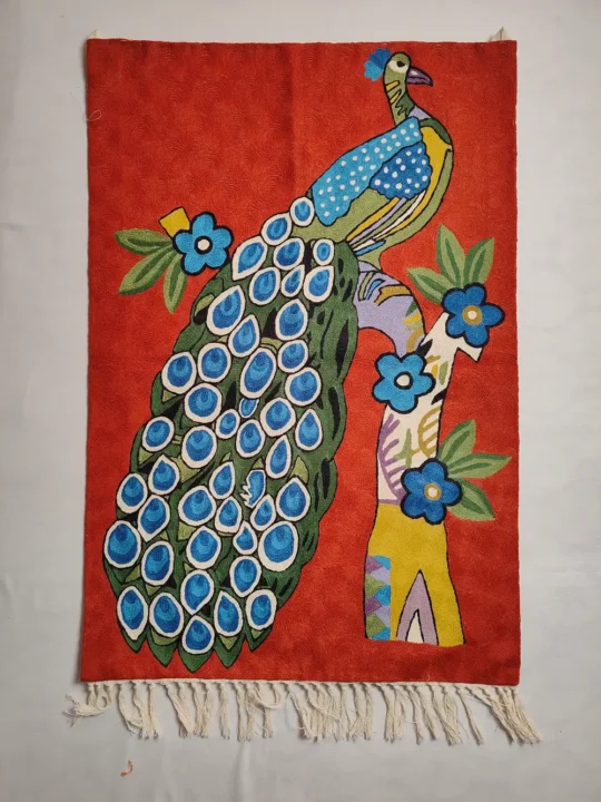 Kashmiri Chain Stitch Embroidery - Peacock Wall Hanging