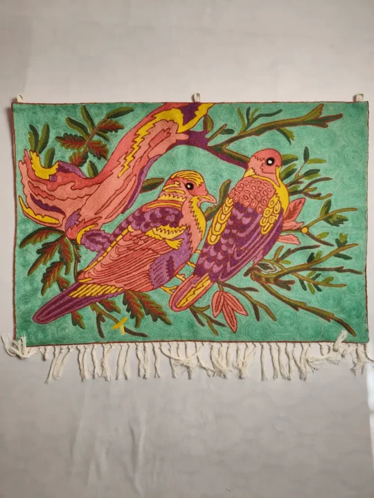 Birds Chain Stitch Embroidery Kashmiri Wall Hanging