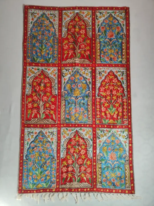 Hand Chain Stitch Embroidery Kashmiri Rug