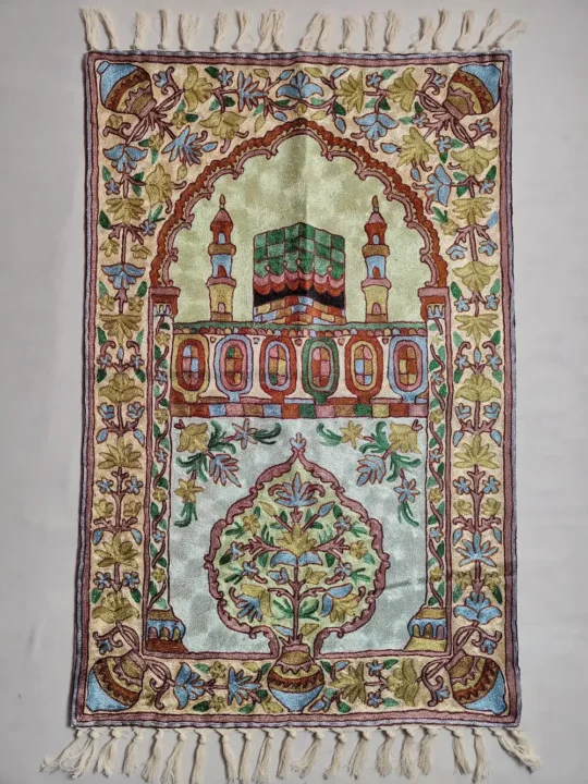 Hand Chain Stitch Embroidery Kashmiri Prayer Rug