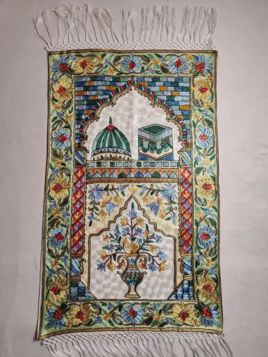 Kashmiri Hand Chain Stitch Prayer Mat Dusoot Cotton Embroidery