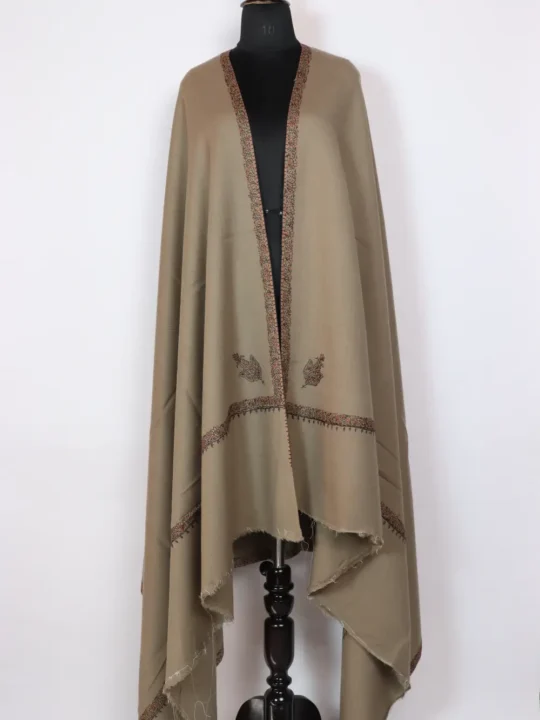 Grey Cashmilon Wool Mens Shawl with Hand Sozni Work