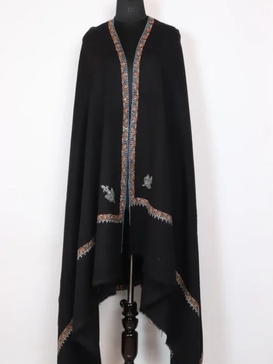 Black Mens Shawl Cashmilon Wool with Hand Sozni Work