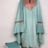 Womens Blue Loose Pheran Set in Velvet with Zari Tilla Embroidery