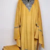 Yellow Hafizah Loose Pheran Set in Velvet with Zari Tilla Embroidery