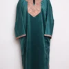 Loose Sea Green Zari Tilla Embroidered Loose Pheran in Velvet