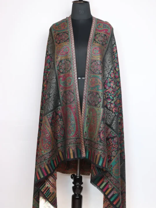 Black Shawl with Taroob Kani Weaving Pattern