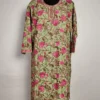 Green Ruqaiya Long Kurti in Georgette with Chinar Front Back Aari Embroidery