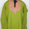 Eiman Aari Work Green Long Kurti with Collar in Cashmilon Wool