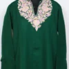 Gulbahar Aari Work Dark Green Long Collar Kurti in Cashmilon Wool