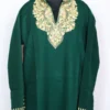 Kausar Long Kurti with Collar | Dark Green Cashmilon Aari Work Woolen
