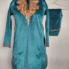 Makhmal Chaand Green Pheran Set with Aari Work