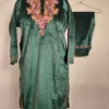 Dark Green Velvet Pheran Set with Aari Work