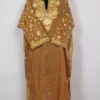 Nazakat Beige Pheran in Velvet with Sleeve Aari Work