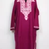 Cashmilon Wool Izband Pheran with Aari Work in Magenta