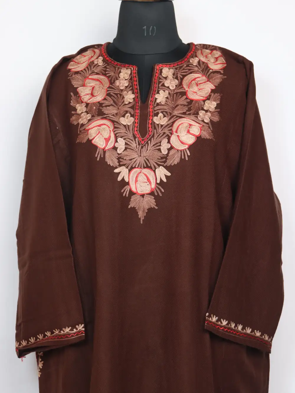 Brown Cashmilon Wool Phiran with Aari Embroidery - Image 2