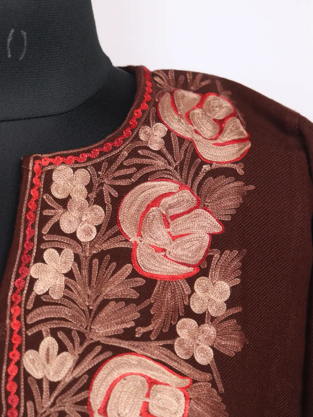 Brown Cashmilon Wool Phiran with Aari Embroidery - Image 3