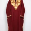 Nawal Aari Embroidered Maroon Pheran in Cashmilon Wool