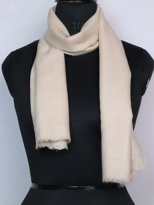 White Chashme Bulbul Fawzia Pure Pashmina Muffler for Females