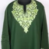 Green Raffal Wool Aari Work Hayat Pheran