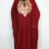 Raffal Wool Pashnoor Pheran in Maroon with Bottle Tilla Work