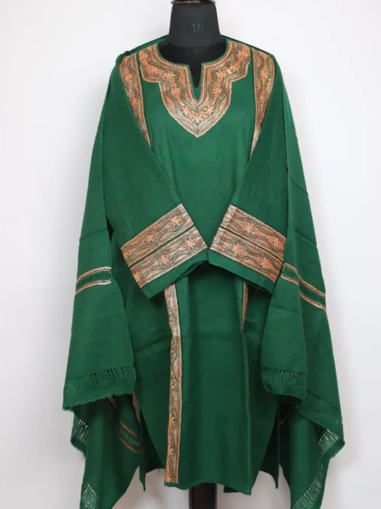 Dark Green Khoob Tilla Cutwork Pheran Set With Dupatta