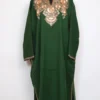 Green Loose Pheran Sabeel in Raffal Wool with Botte Tilla Embroidery