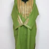 Loose Rabea Green Pheran in Raffal Wool with Botte Tilla Work