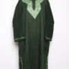 Green Raffal Marya Woolen Pheran with Hand Aari Work