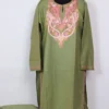 Green Cotton Kurta Set with Aari Embroidery