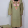 Green Kiran Cotton Kurta Set with Aari Embroidery