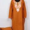 Roshan Cotton Mustard Kurta Set with Aari Embroidery