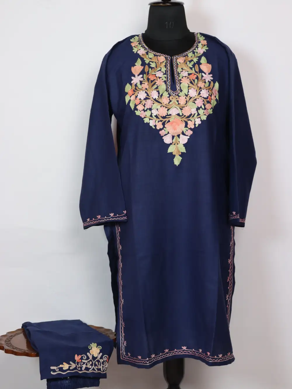 Hina Aari Work Cotton Nazneen Indigo Blue Kurta Set