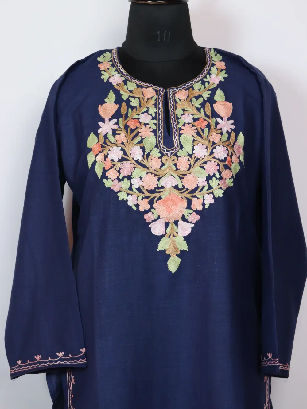 Hina Aari Work Cotton Nazneen Indigo Blue Kurta Set - Image 2